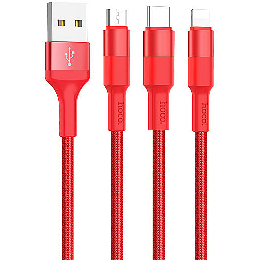 hoco-data-cable-3-in-1-x26-xpress-lightning---usb-type-c---microusb-2C-red--28eu-blister-29