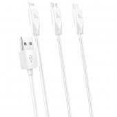 Hoco Data Cable 3 in 1 X1 Rapid Lightning / USB Type-C / MicroUSB, White (EU Blister)