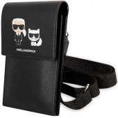 Leather Karl Lagerfeld Saffiano Wallet Phone Bag Karl and Choupette Black KLWBSAKCHSK (EU Blister)