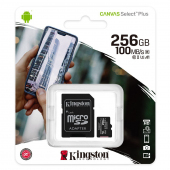 Memory Card MicroSDXC Kingston Canvas Select Plus Android A1, With Adapter, 256Gb, Class 10 - UHS-1 U1, SDCS2/256GB (EU Blister)