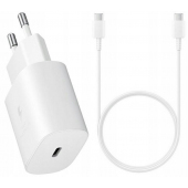 Wall Charger Samsung TA800NW, 25W, 1x Type-C with Type-C Cable White (Bulk)