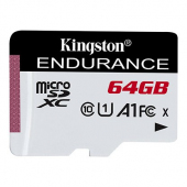 MicroSDHC Memory Card w/o adapter Kingston Endurance 64Gb, C10 A1 UHS-I, SDCE/64GB (EU Blister)