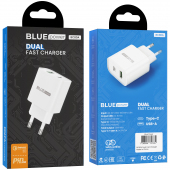 Wall Charger Blue Power BC80A, 20W, 3A, 1 x USB-A - 1 x USB-C, White