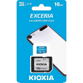 Memory Card MicroSD KIOXIA Exceria (M203) with adapter, 16Gb, Clasa 10 / UHS-1 U1, LMEX1L016GG2 (EU Blister)