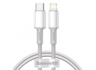 USB-C to Lightning Cable Baseus High Density Braided, 20W, 2.4A, 1m, White CATLGD-02 