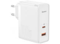 Wall Charger Baseus GaN5 Pro, 100W, 5A, 1 x USB-A - 1 x USB-C, with USB-C Cable, White CCGP090202 