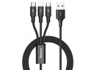 USB-A to Lightning / microUSB / USB-C Charging Cable Baseus Rapid, 20W, 2.4A, 1.2m, Black CAJS000001 