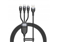 USB-A to Lightning / microUSB / USB-C Charging Cable Baseus Flash Series, 66W, 5A, 1.2m, Black CA1T3-G1 