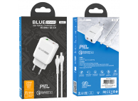 Wall Charger BLUE Power BCN5, 20W with Type-C Cable White (EU Blister)