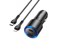 HOCO Auto Charger with Lightning Data Cable NZ3 Clear, Quick Charge, 40W, 2 x USB Type-C, Black (EU Blister)