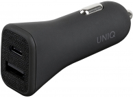 Car Charger UNIQ Votra Duo 18W, 1x USB / 1x Type-C Black (EU Blister)