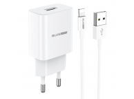 Wall Charger Blue Power BLBA52A, 10W, 2A, 1 x USB-A, with Lightning Cable, White