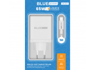 Wall Charger BLUE Power 65W, 1x USB / 1x Type-C with Type-C Cable White BPCE04 (EU Blister)