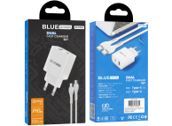 Wall Charger Blue Power BCC80A, 20W, 3A, 1 x USB-C, with USB-C Cable, White