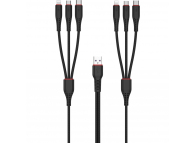 USB-A to Lightning / microUSB / USB-C Charging Cable XO DESIGN NB196, 18W, 2A, 2m, Black