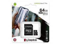 Memory Card MicroSDXC Kingston Canvas Select Plus Android A1, with adapter, 64Gb, Class 10 - UHS-1 U1, SDCS2/64GB (EU Blister)