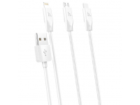 3in1 Cable Lightning / Type-C / MicroUSB Hoco X1, 1m Rapid White (EU Blister)