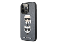 Cover Karl Lagerfeld Saffiano Karl & Choupette Heads for Apple iPhone 13 Pro Max Silver KLHCP13XSAKICKCSL (EU Blister)