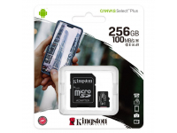 Memory Card MicroSDXC Kingston Canvas Select Plus Android A1, With Adapter, 256Gb, Clasa 10 - UHS-1 U1, SDCS2/256GB (EU Blister)