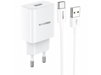Wall Charger BLUE Power BCBA52A Gamble, 10.5W with Type-C Cable White (EU Blister)