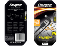 Type-C Cable Energizer LifeTime, 1.2m Black C41C2AGBKM (EU Blister)