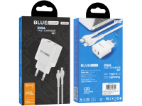 Wall Charger BLUE Power BCC80A Rapido, PD QC3 20W with Lightning Cable White (EU Blister)