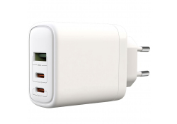 Wall Charger Blue Power BPCE04, 65W, 3.25A, 1 x USB-A - 2 x USB-C, with USB-C Cable, White