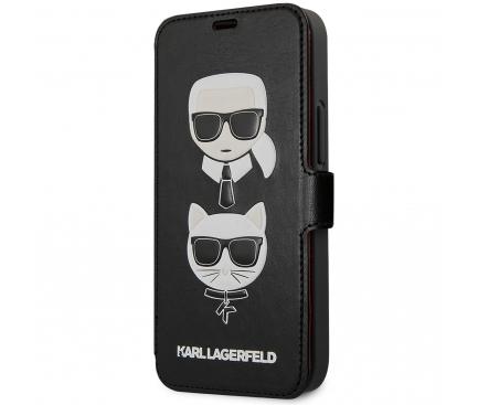 Leather Case Karl Lagerfeld Heads Book for Apple iPhone 12 Pro Max, Black KLFLBKSP12LFKICKC