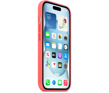 Silicone Case with MagSafe for Apple iPhone 15, Guava MT0V3ZM/A