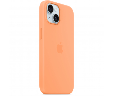 Silicone Case with MagSafe for Apple iPhone 15, Orange Sorbet MT0W3ZM/A