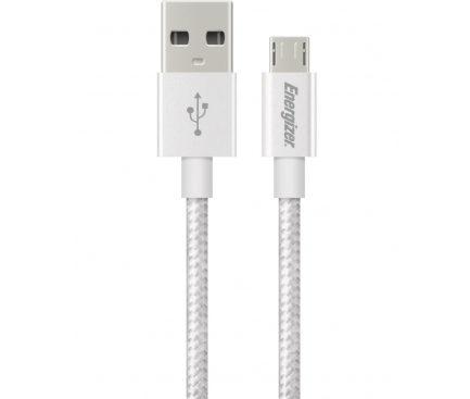 USB-A to microUSB Charging Cable Energizer Metallic, 18W, 1.2m, White