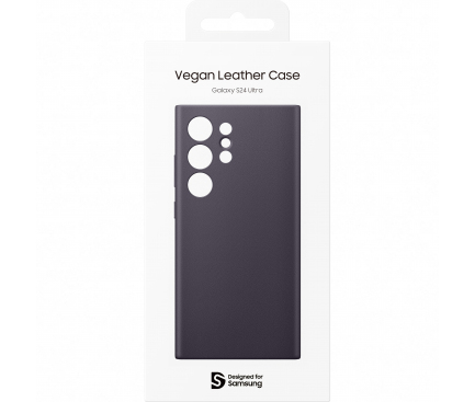 Vegan Leather Case for Samsung Galaxy S24 Ultra S928, Dark Violet GP-FPS928HCAVW 