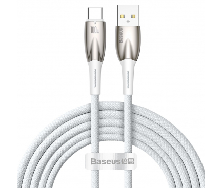 USB-A to USB-C Cable Baseus Glimmer Series, 100W, 5A, 2m, White CADH000602 