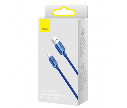 USB-A to USB-C Cable Baseus Crystal Shine Series, 100W, 5A, 1.2m, Blue CAJY000403 