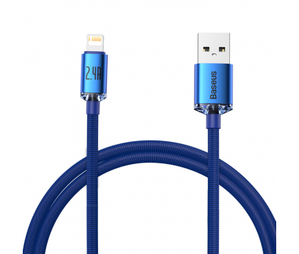 USB-A to Lightning Cable Baseus Crystal Shine Series, 18W, 2.4A, 1.2m, Blue CAJY000003 