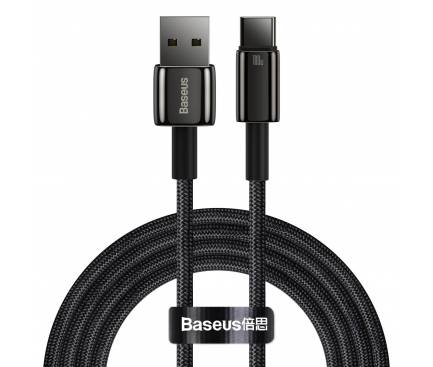 USB-A to USB-C Cable Baseus Tungsten Gold, 100W, 5A, 2m, Black CAWJ000101 