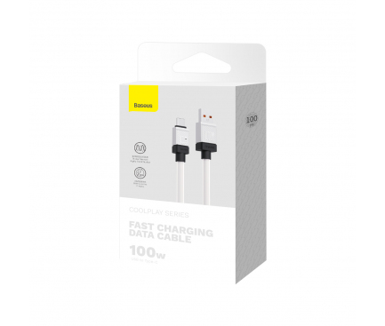 USB-A to USB-C Cable Baseus CoolPlay, 100W, 5A, 1m, White CAKW000602 