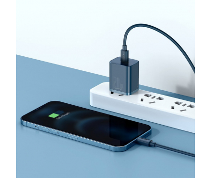 Wall Charger Baseus Super Si, 20W, 3A, 1 x USB-C, with Lightning Cable, Blue TZCCSUP-B03 