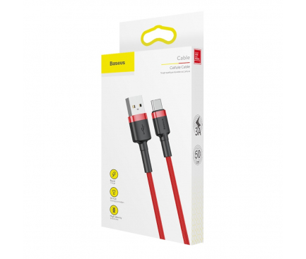 USB-A to USB-C Cable Baseus Cafule, 18W, 3A, 0.5m, Red CATKLF-A09 