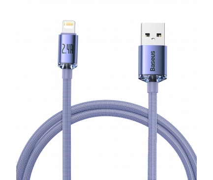USB-A to Lightning Cable Baseus Crystal Shine Series, 18W, 2.4A, 1.2m, Purple CAJY000005 