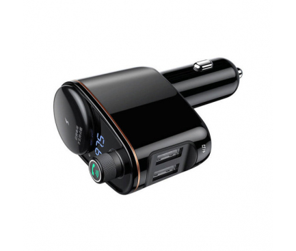 Bluetooth FM Transmitter and Car Charger Baseus S-06 (Overseas Edition), 2 x USB-A, Black CCHC000001 