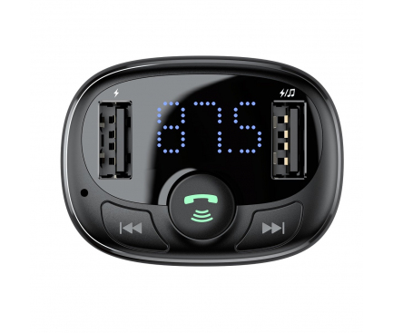 Bluetooth FM Transmitter and Car Charger Baseus S-09A (Overseas Edition), 2 X USB-A - microSD, Black