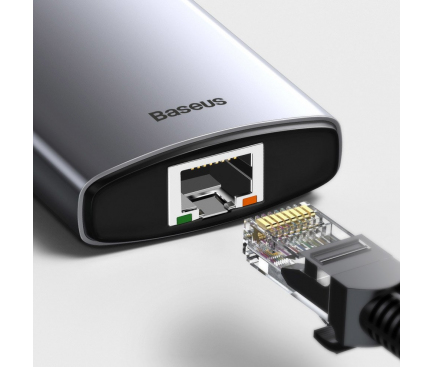 USB-C Hub Baseus, 3 X USB-A 3.0 - USB-C - HDMI - SD - MicroSD - RJ45, Grey CAHUB-CV0G 