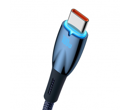 USB-A to USB-C Cable Baseus Glimmer Series, 100W, 5A, 2m, Blue CADH000503 