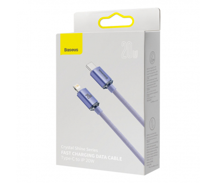 USB-C to Lightning Cable Baseus Crystal Shine Series, 20W, 2.4A, 2m, Purple CAJY000305 