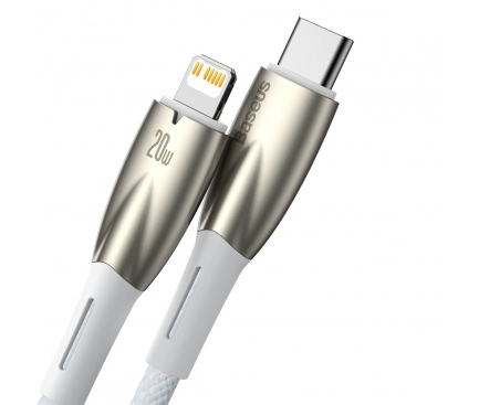 USB-C to Lightning Cable Baseus Glimmer Series, 20W, 2.4A, 1m, White CADH000002 