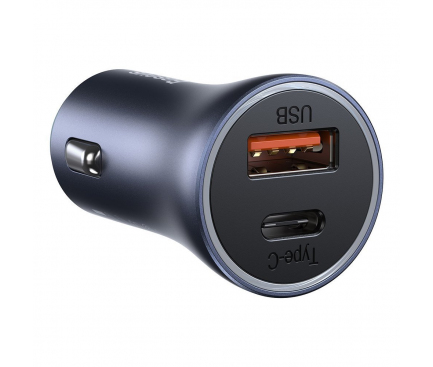 Car Charger Baseus Golden Contactor Pro, 40W, 3A, 1 x USB-A - 1 x USB-C, Grey CCJD-0G 