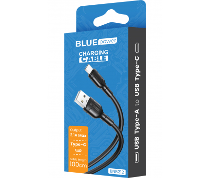 USB-A to USB-C Cable Blue Power BNB212, 18W, 2A, 1m, Black 