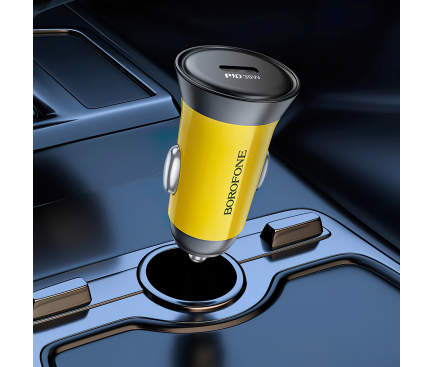 Car Charger Borofone BZ26 Searcher, 30W, 3A, 1 x USB-C, Yellow