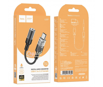 USB-C to 3.5mm Audio Adapter Hoco LS37, Black 